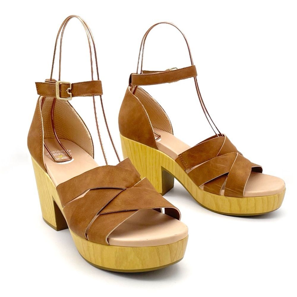 Dr. Scholl’s Blissful Platform Clog Sandal Brown Faux Leather Women's Size 8.5 - Picture 2 of 16